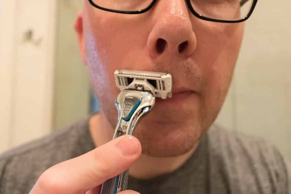 shaving mustache with dollar shave club razor
