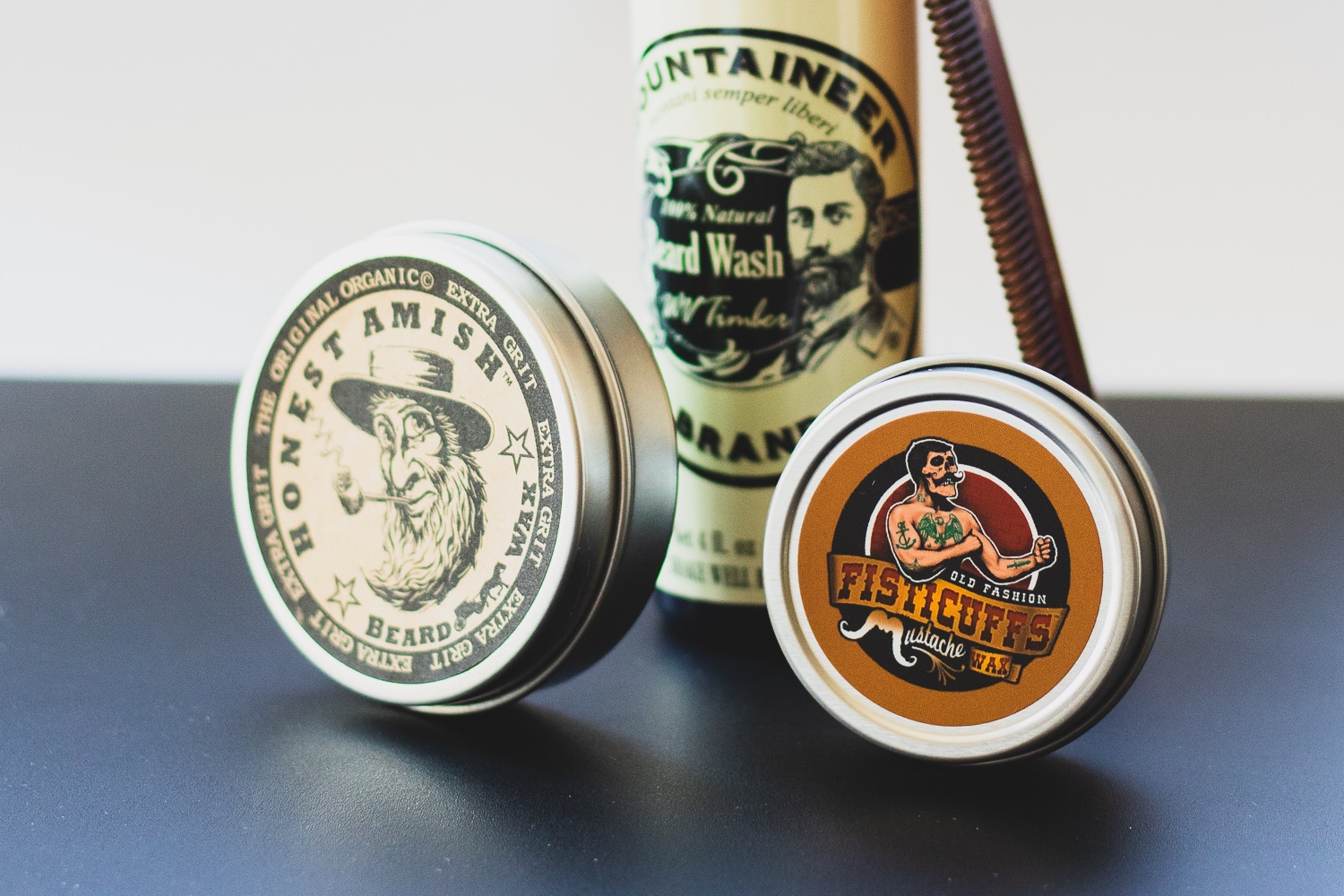 various beard care products