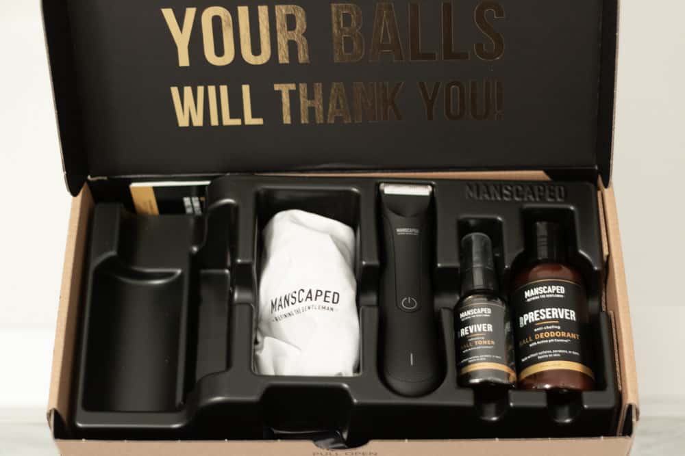 view of manscaped packaging