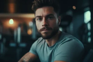 portrait of a man sitting in gym