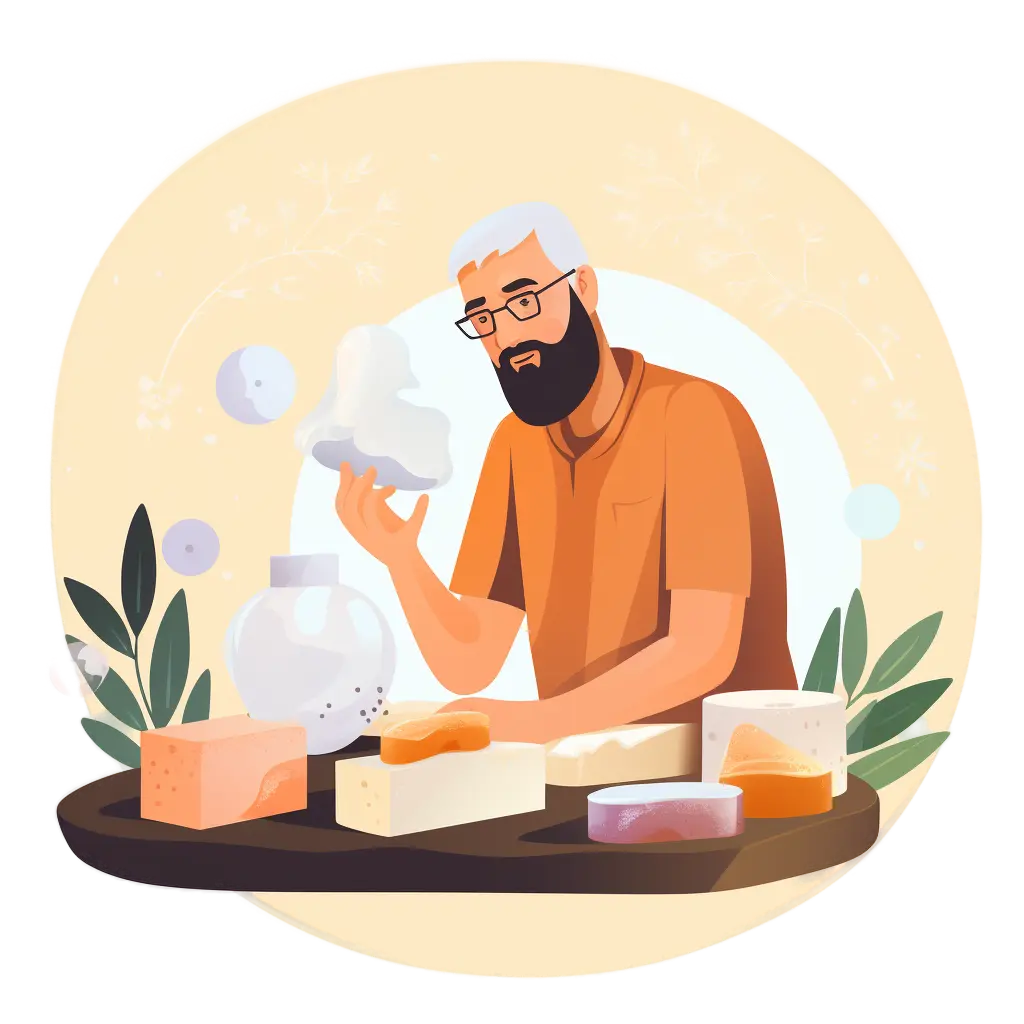 illustration of a man holding soap