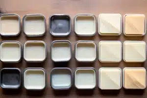 lotion bars on a wooden table