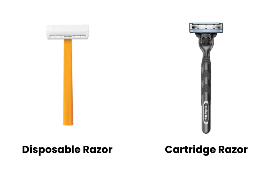 side by side of cartridge and disposable razors